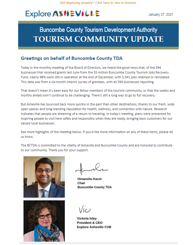 Tourism Community Update